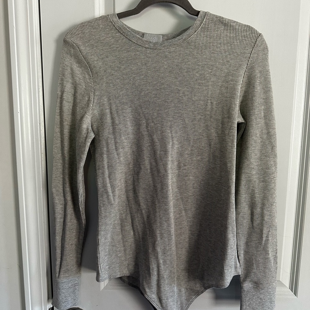 Nuuds Light Gray Ribbed Knit bodysuit
